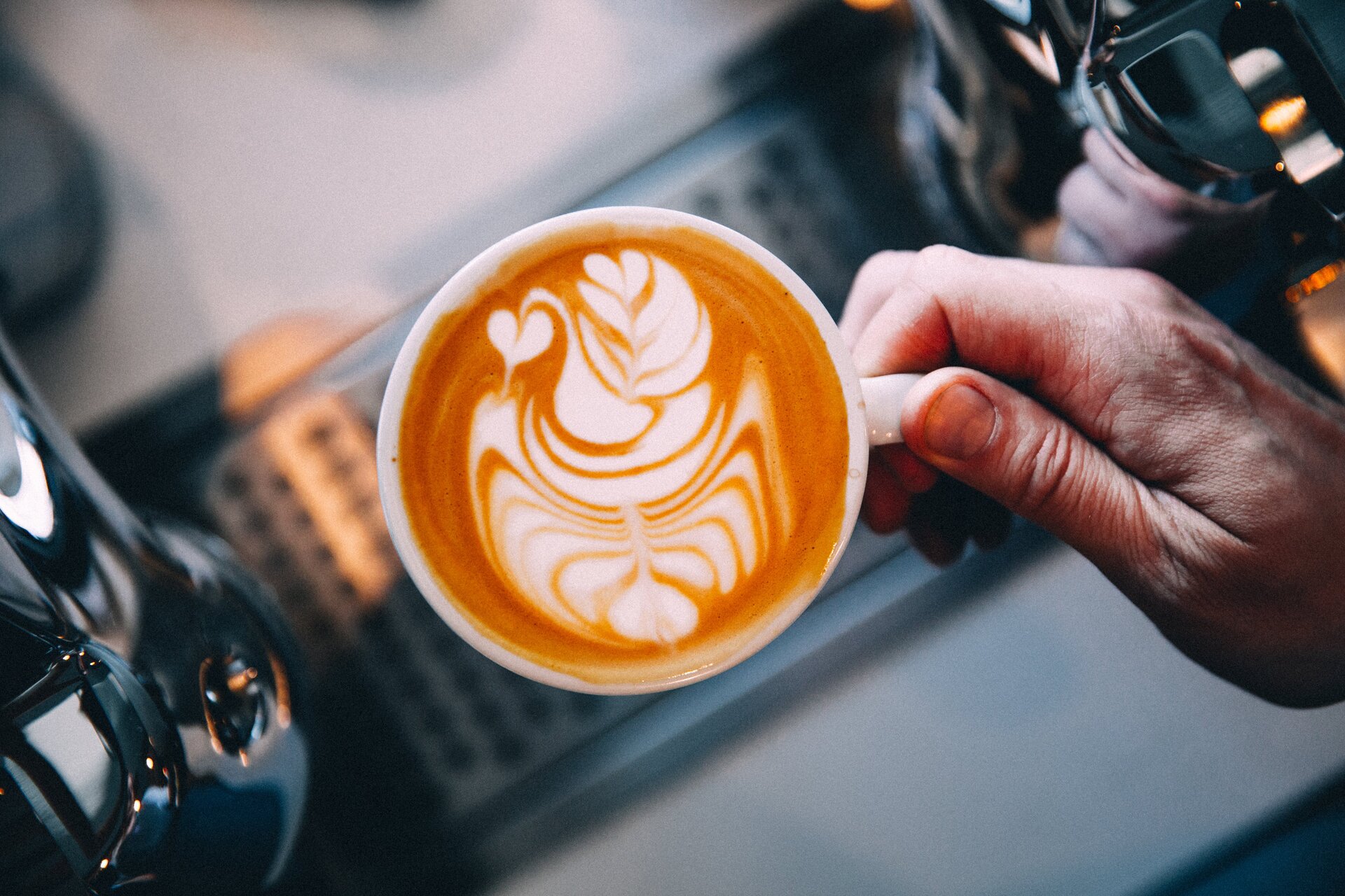 Fresh coffee served at a café table